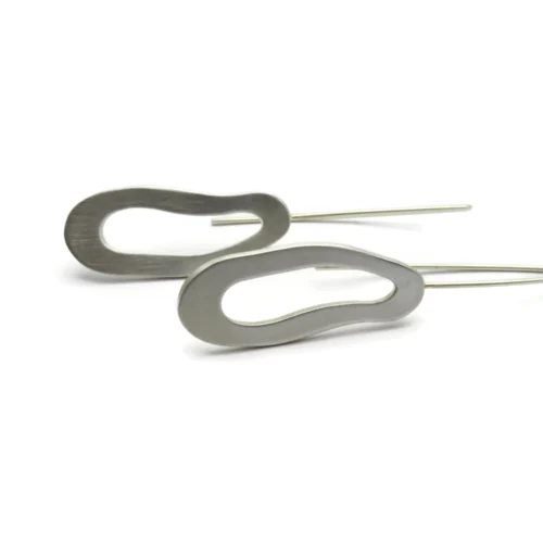 Organic Satin Silver Dangle Earrings