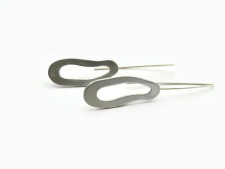 Organic Satin Silver Dangle Earrings - Aqua