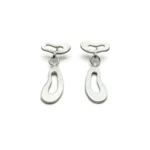 Organic Satin Silver Drop Stud Earrings