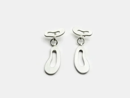 Organic Satin Silver Drop Stud Earrings – Aqua
