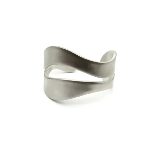 Wide Organic Satin Silver Cuff