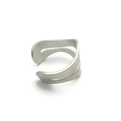Wide Organic Satin Silver Cuff