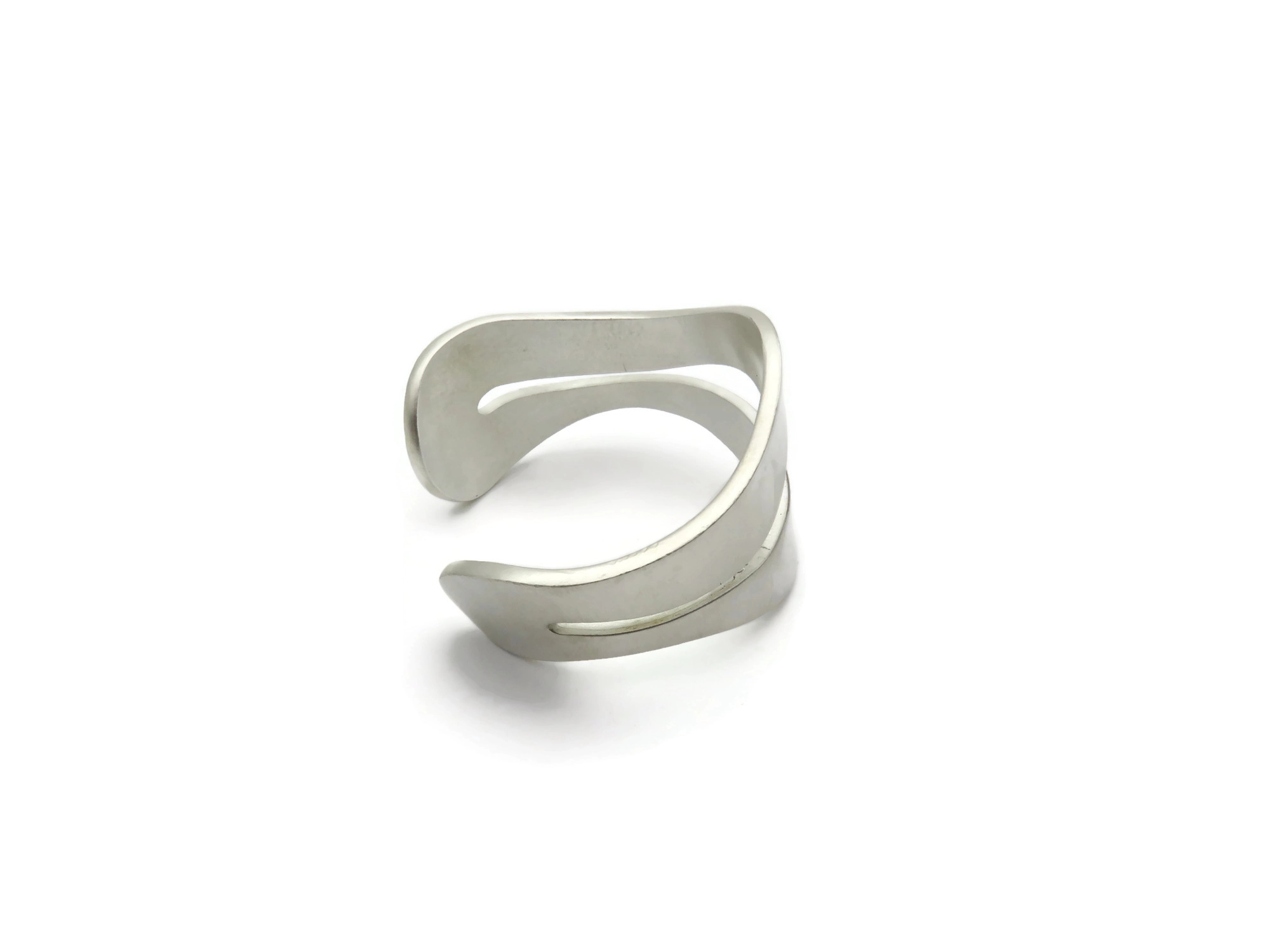 Wide Organic Satin Silver Cuff