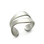 Wide Organic Satin Silver Cuff