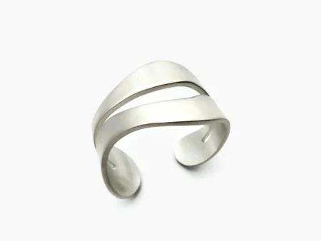 Wide Organic Satin Silver Cuff – Aqua
