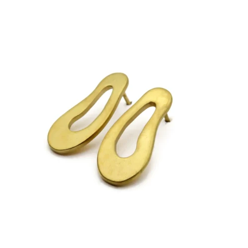 Large Organic Satin Gold Stud Earrings