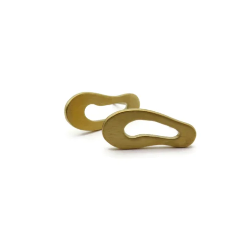 Large Organic Satin Gold Stud Earrings