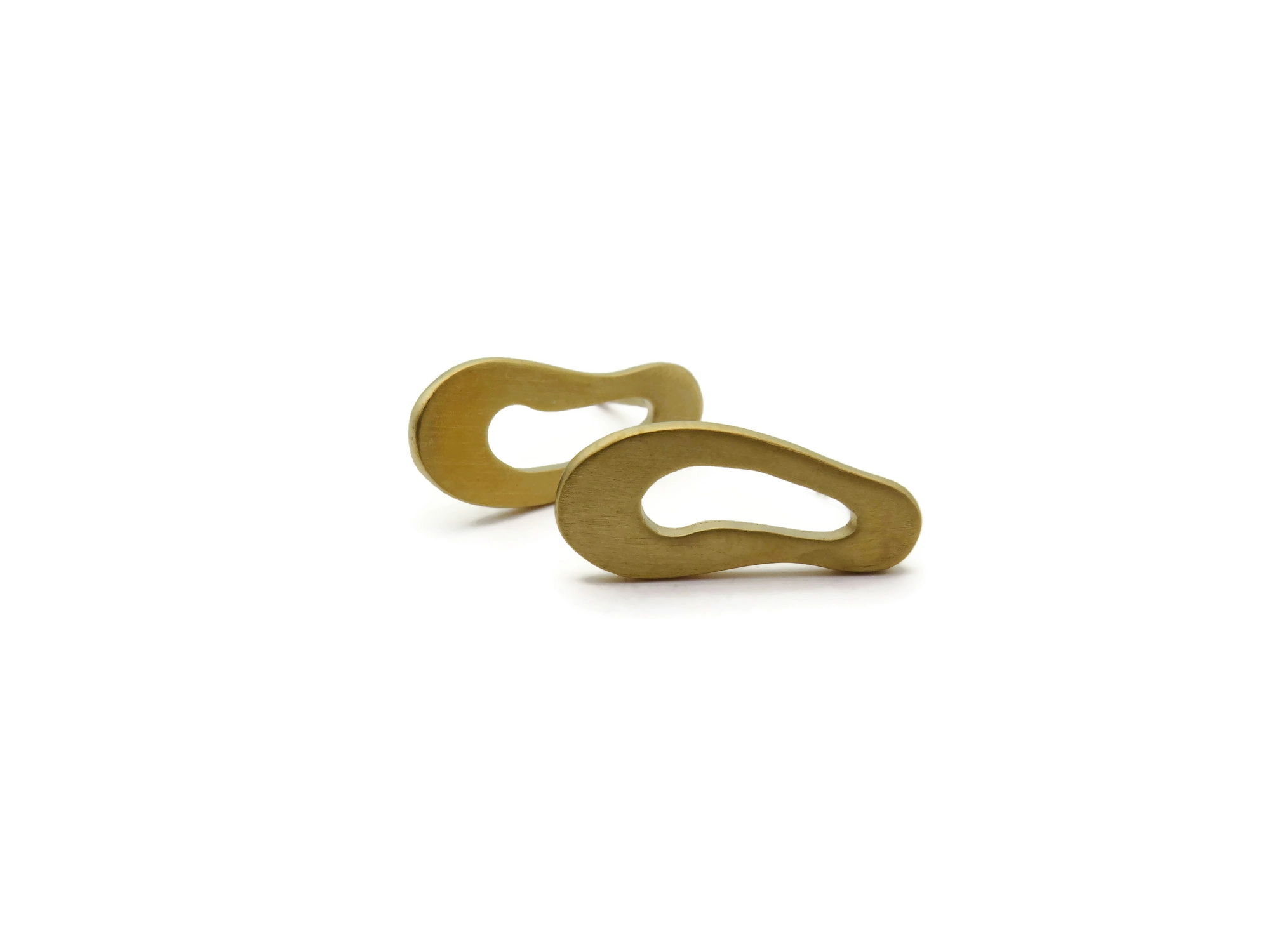 Large Organic Satin Gold Stud Earrings
