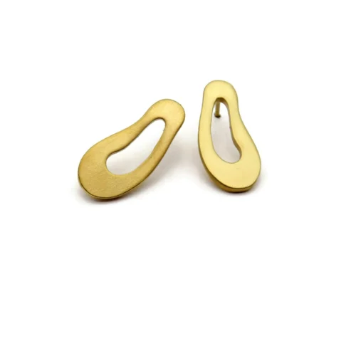 Large Organic Satin Gold Stud Earrings