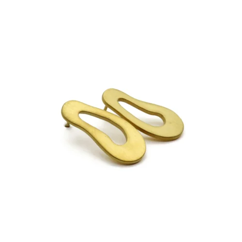 Large Organic Satin Gold Stud Earrings