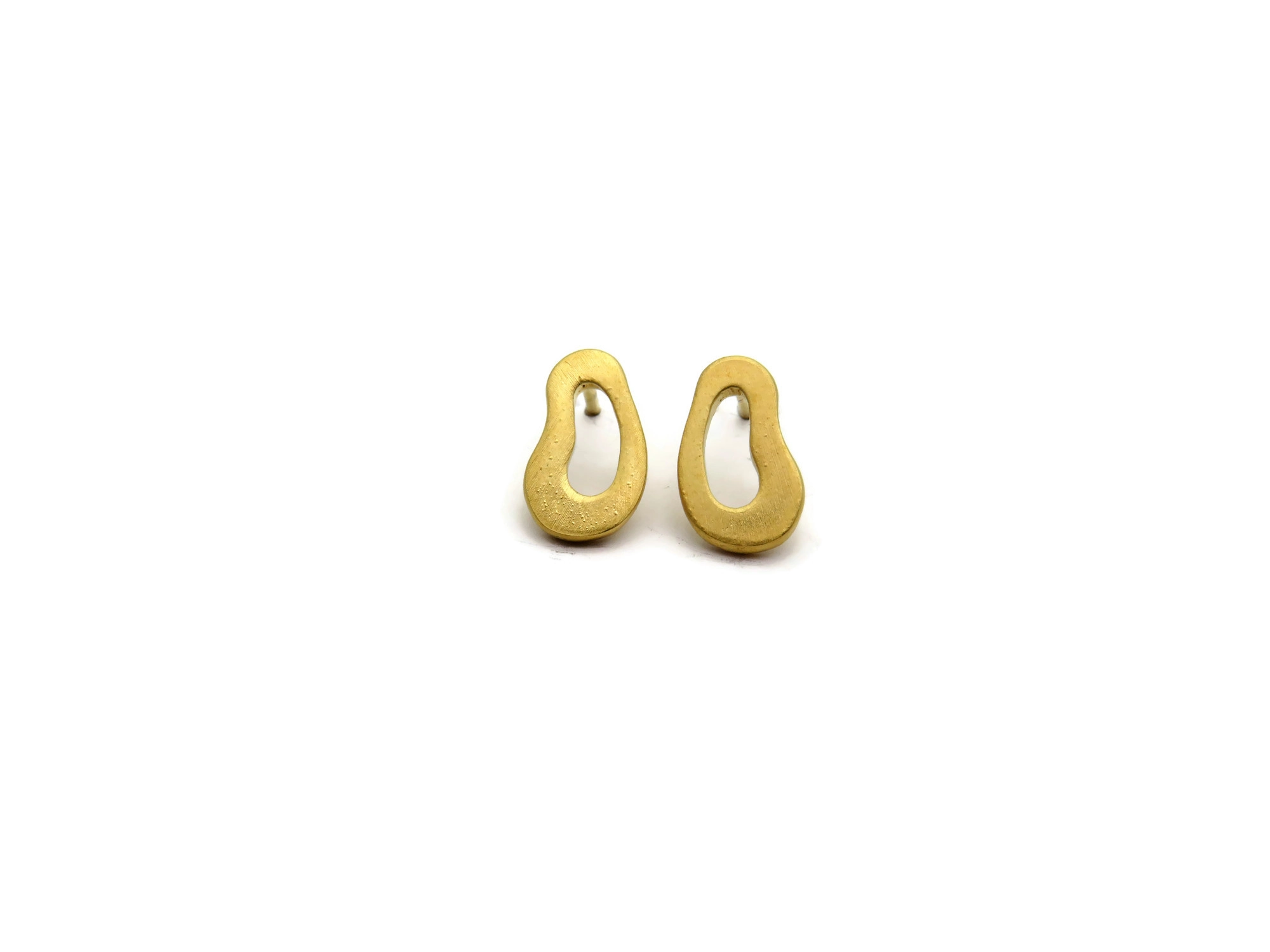Organic Satin Gold Stud Earrings