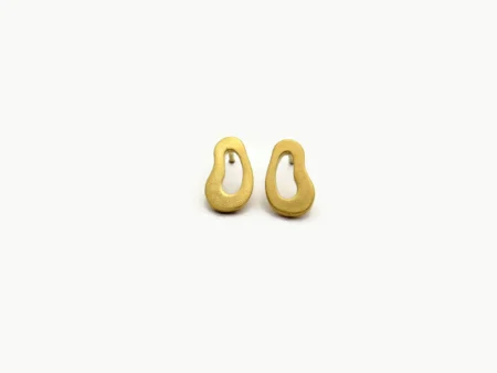 Organic Satin Gold Stud Earrings – Aqua