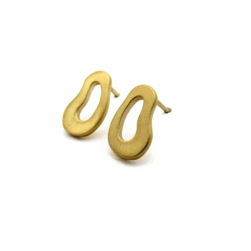 Organic Satin Gold Stud Earrings