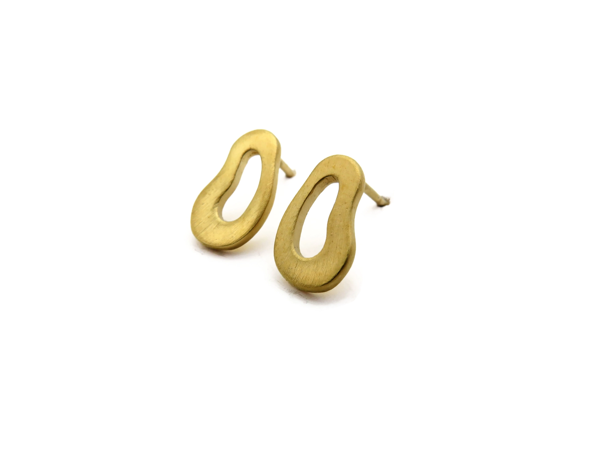 Organic Satin Gold Stud Earrings