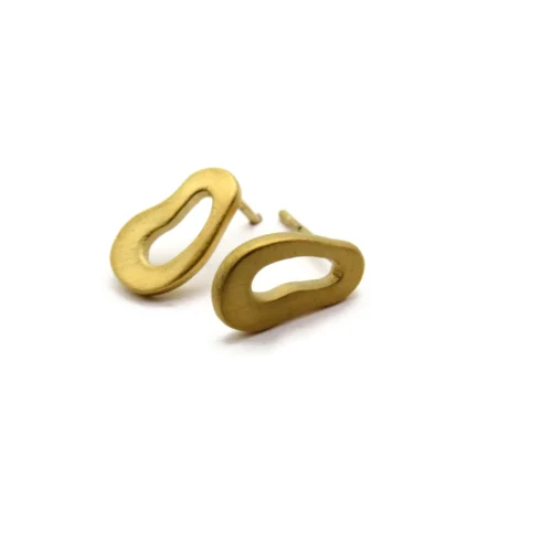 Organic Satin Gold Stud Earrings