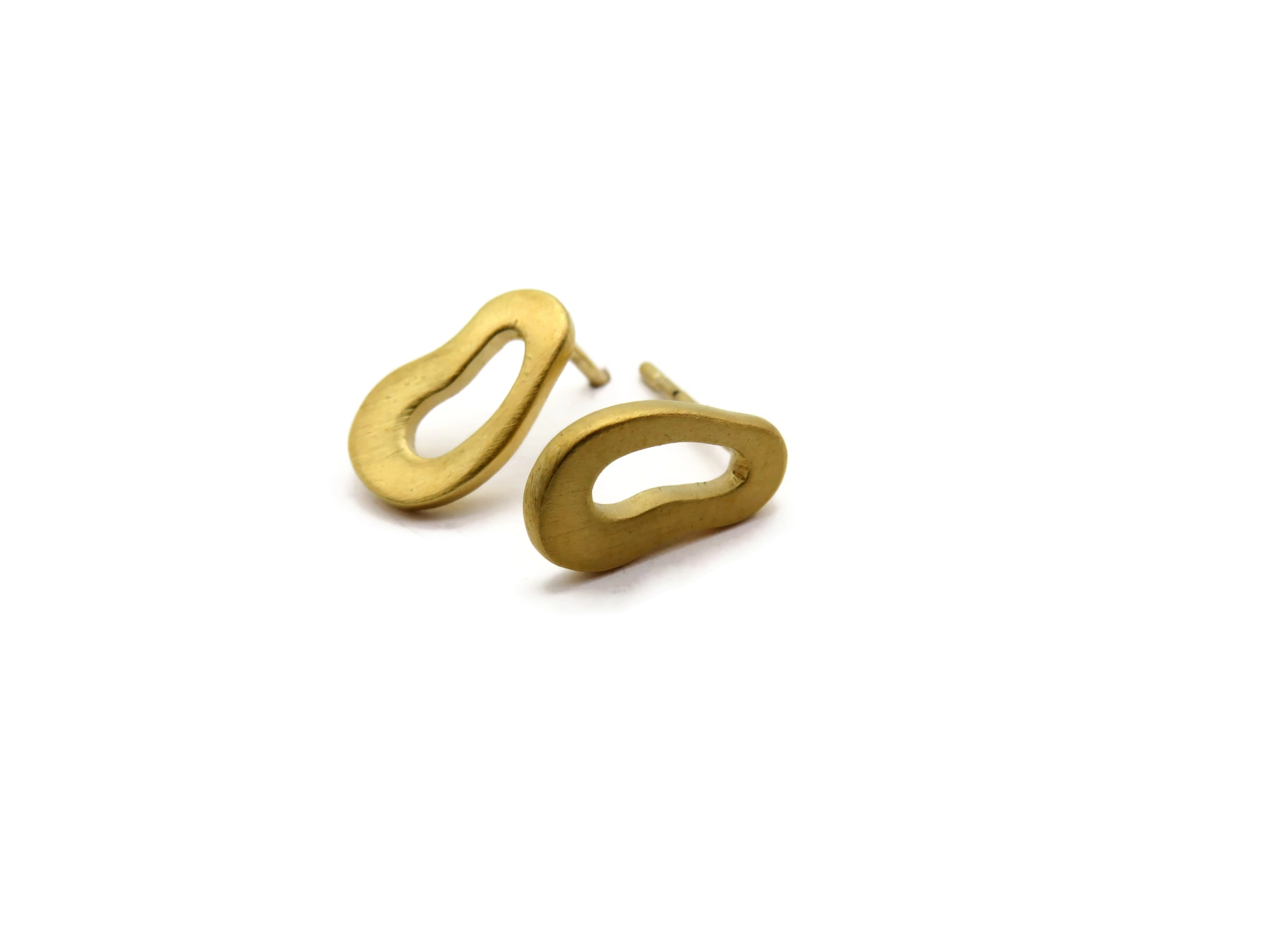 Organic Satin Gold Stud Earrings
