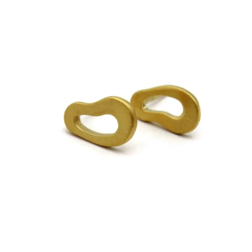Organic Satin Gold Stud Earrings
