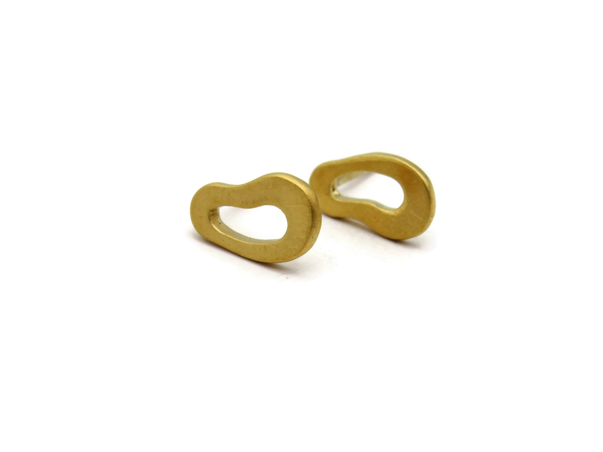 Organic Satin Gold Stud Earrings