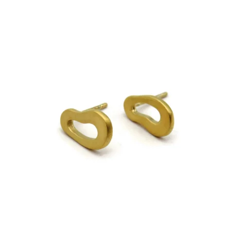 Organic Satin Gold Stud Earrings