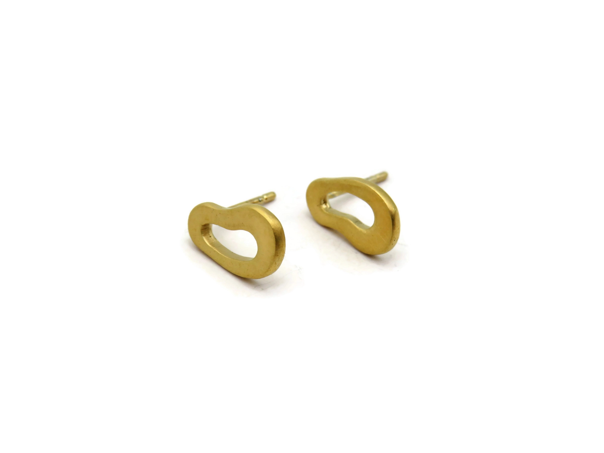 Organic Satin Gold Stud Earrings