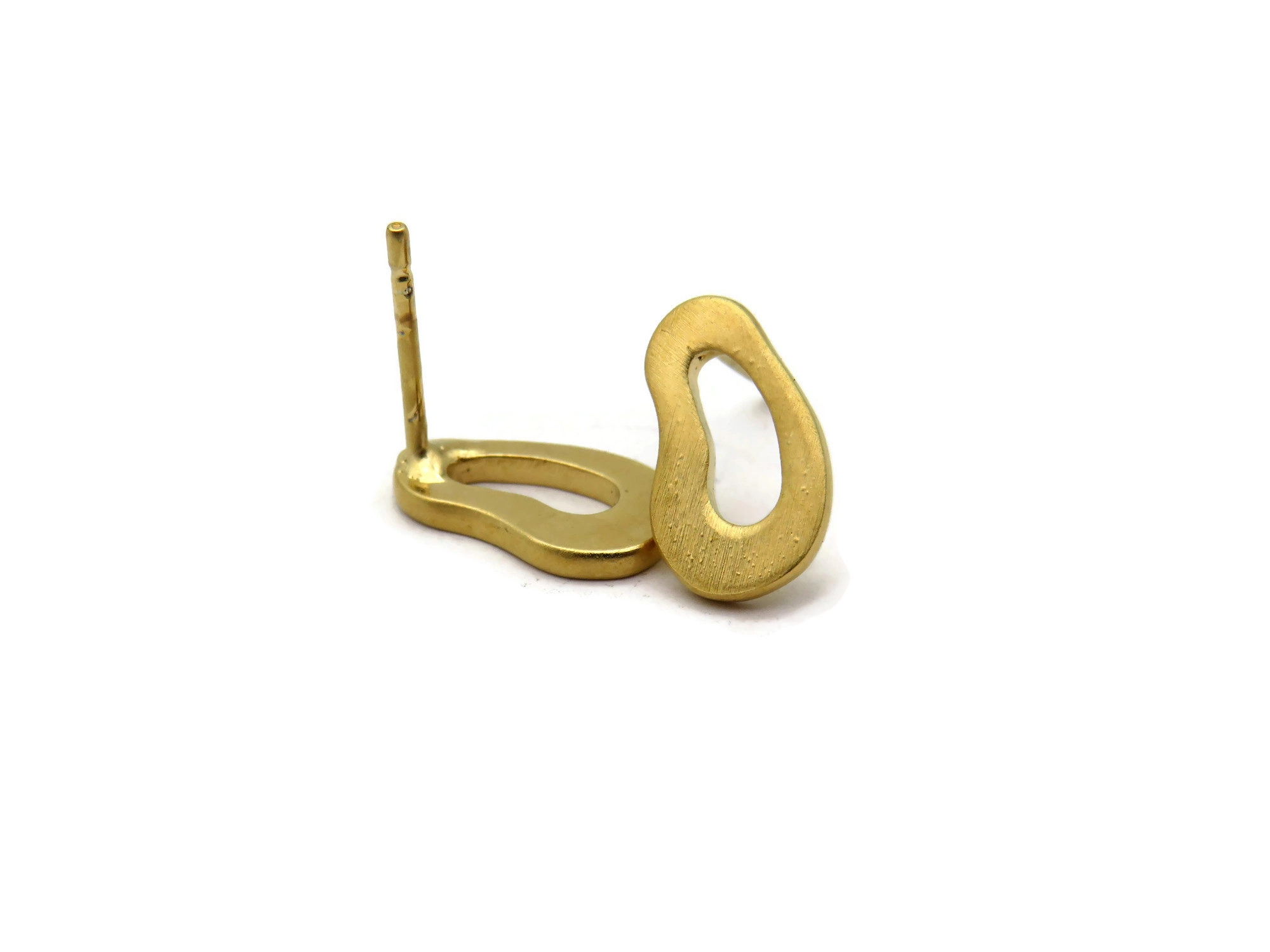 Organic Satin Gold Stud Earrings