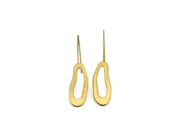 Organic Satin Gold Dangle Earrings