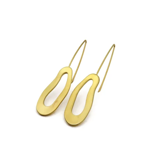 Organic Satin Gold Dangle Earrings