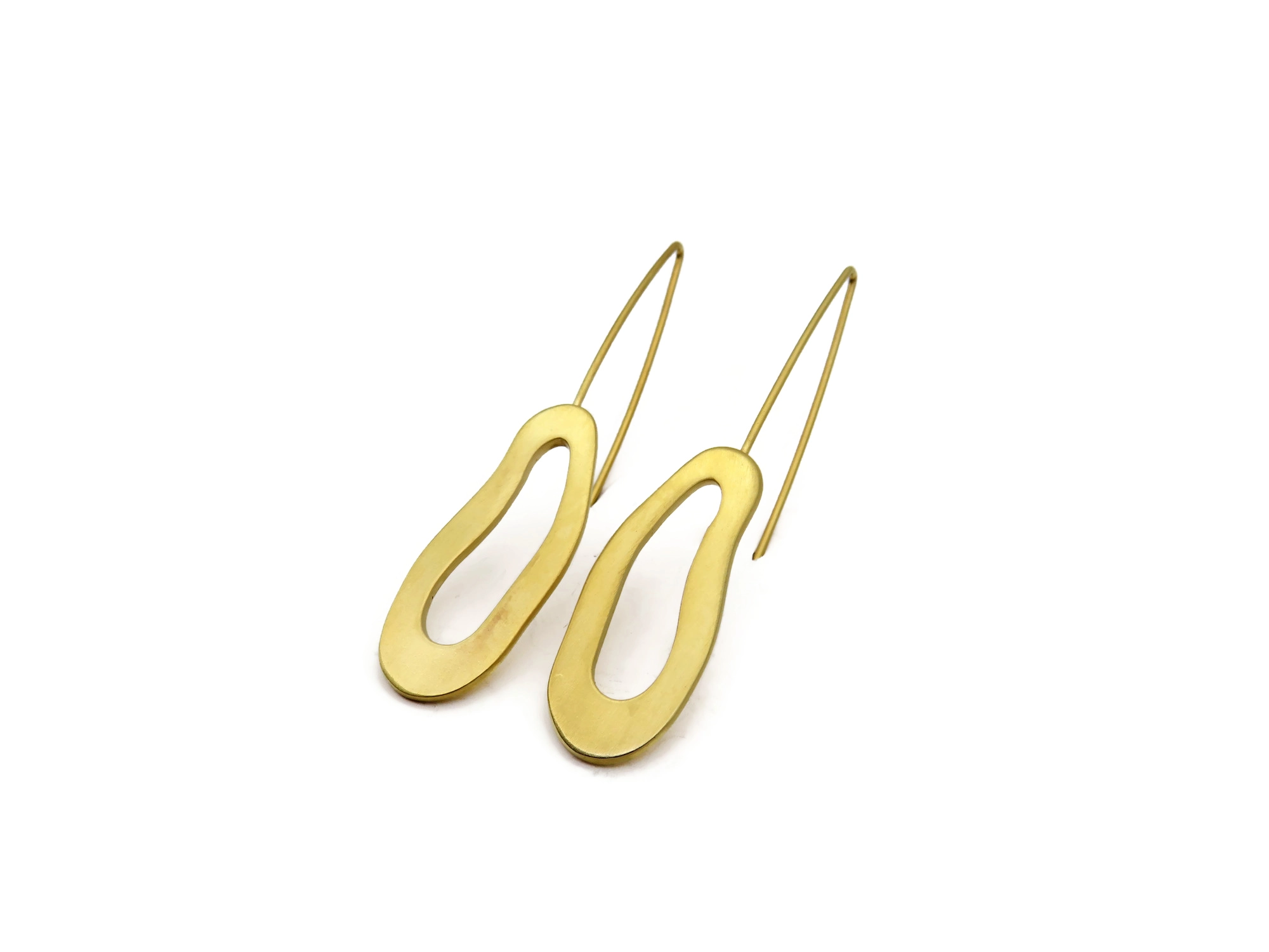Organic Satin Gold Dangle Earrings