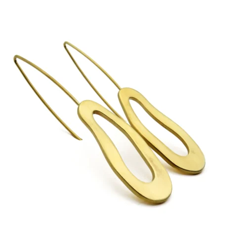 Organic Satin Gold Dangle Earrings