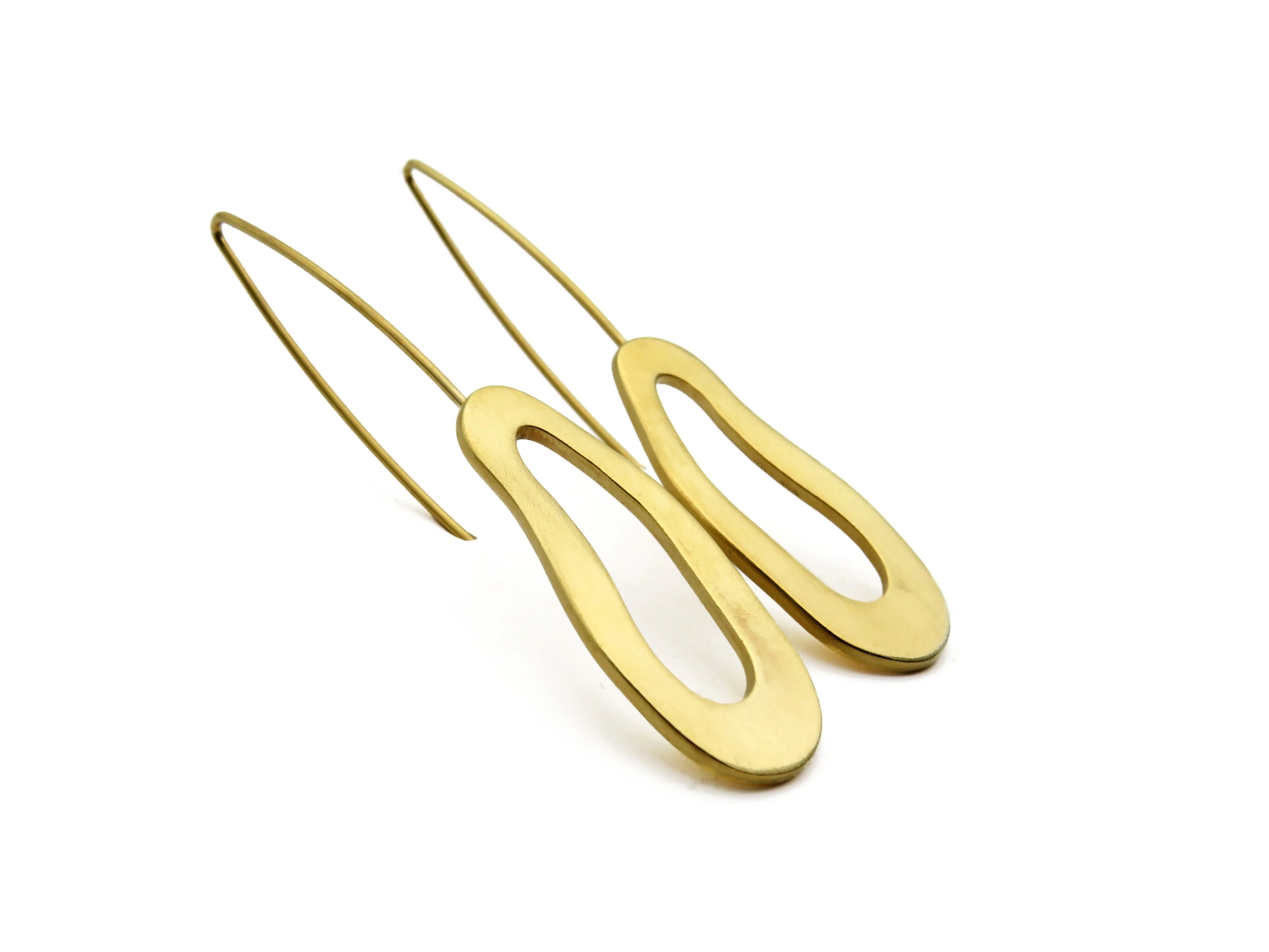 Organic Satin Gold Dangle Earrings