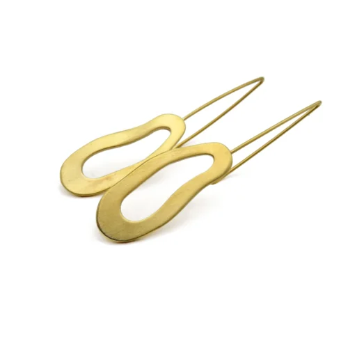 Organic Satin Gold Dangle Earrings