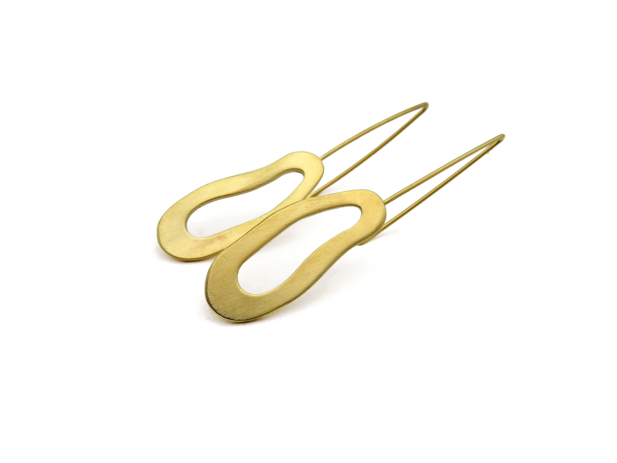 Organic Satin Gold Dangle Earrings