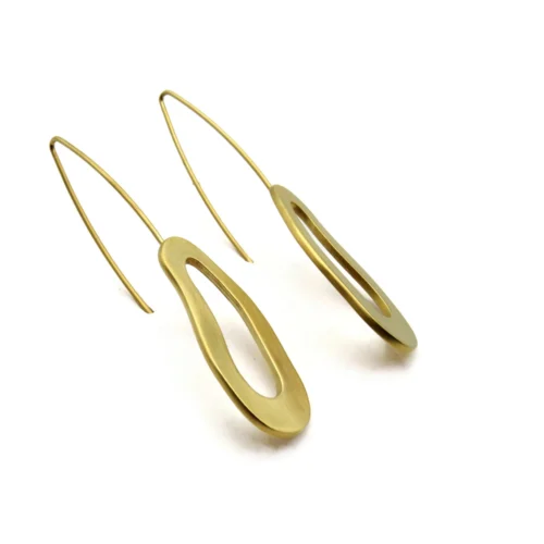 Organic Satin Gold Dangle Earrings