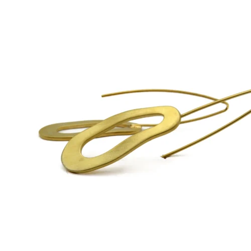 Organic Satin Gold Dangle Earrings