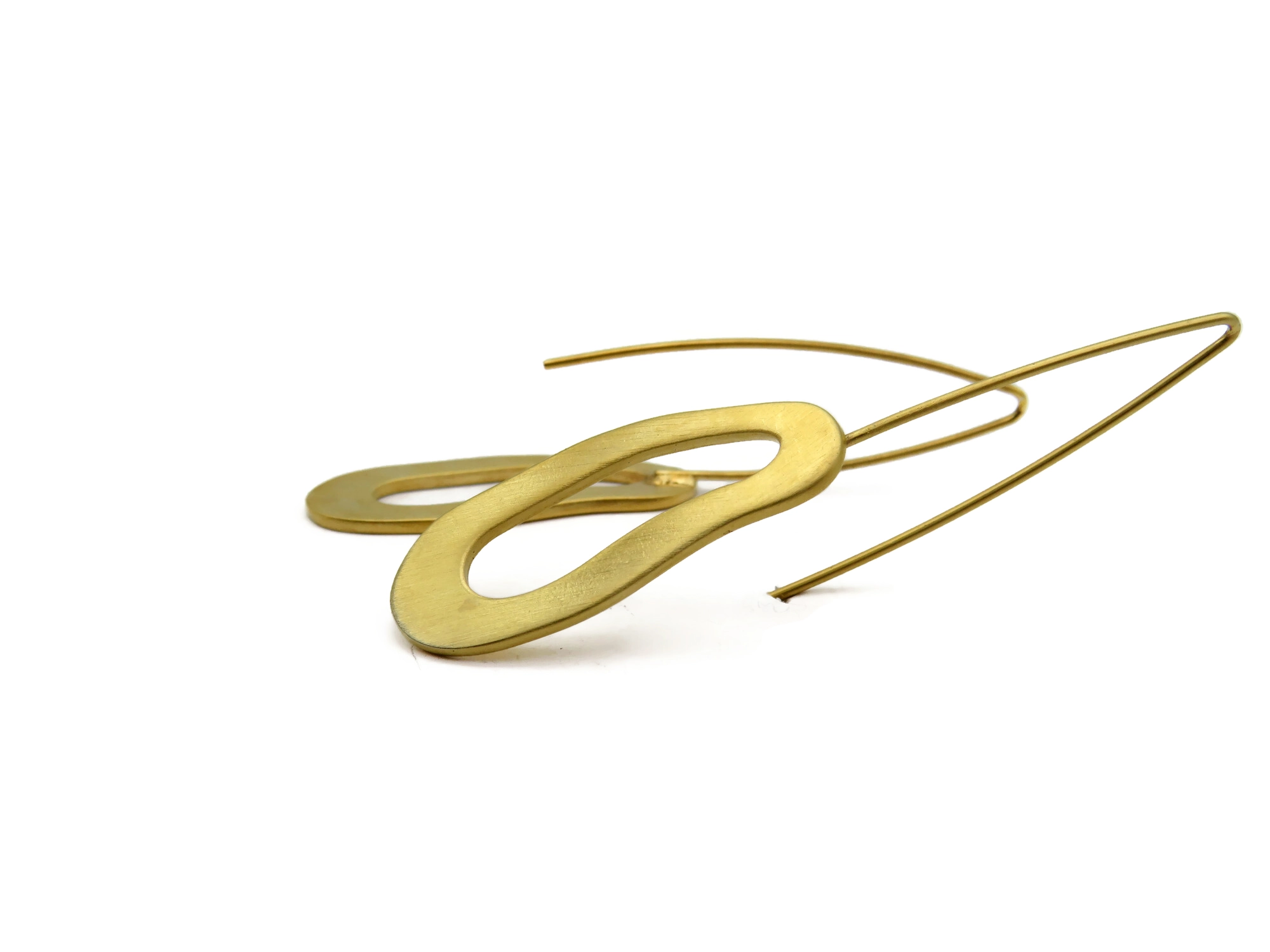 Organic Satin Gold Dangle Earrings