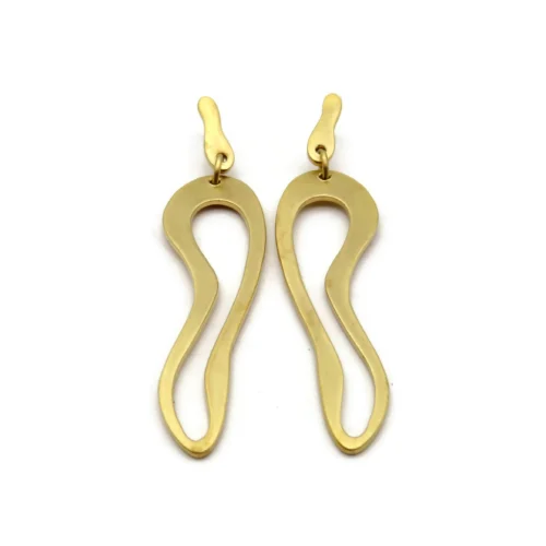Organic Satin Gold Link Earrings