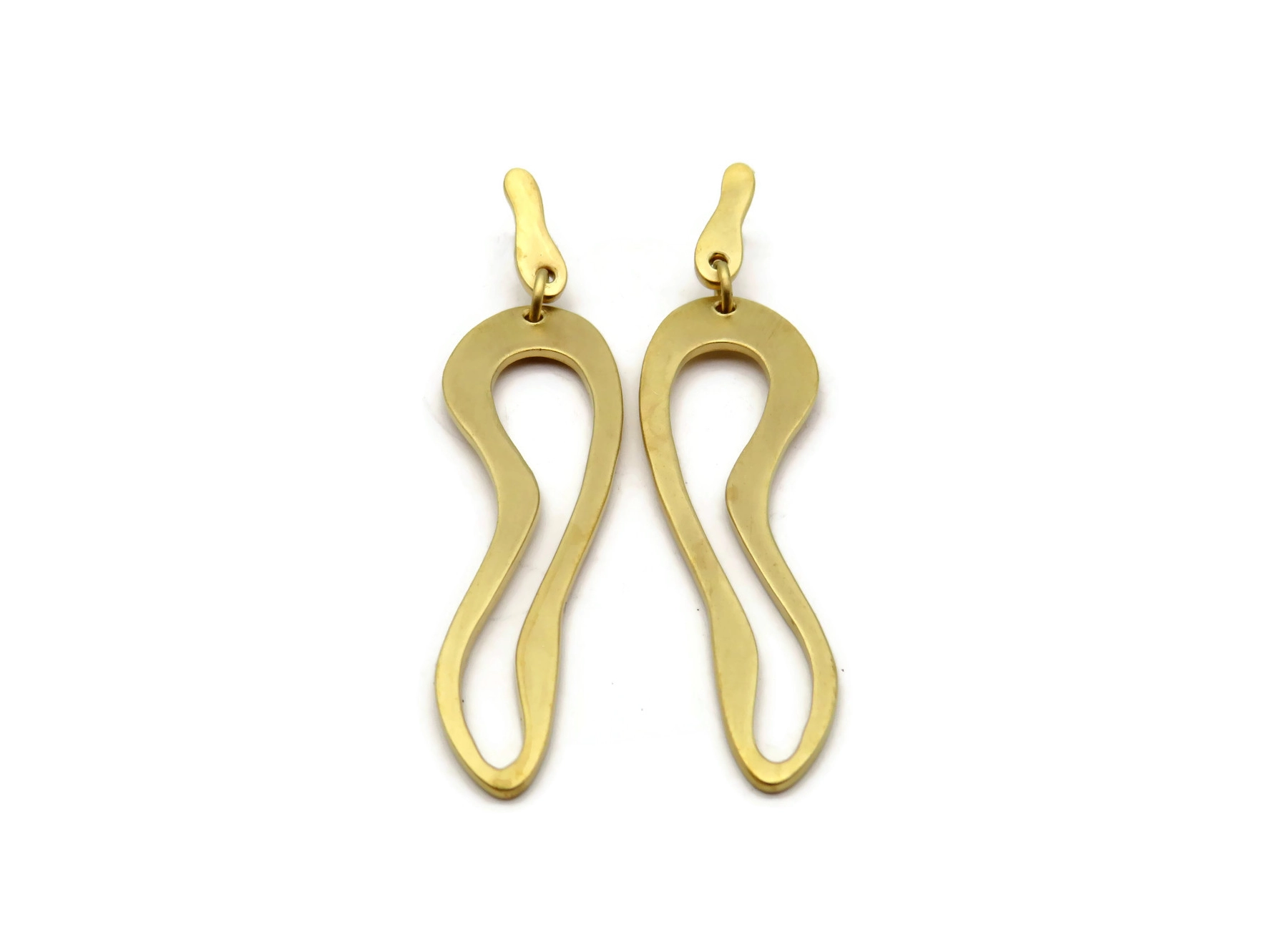 Organic Satin Gold Link Earrings