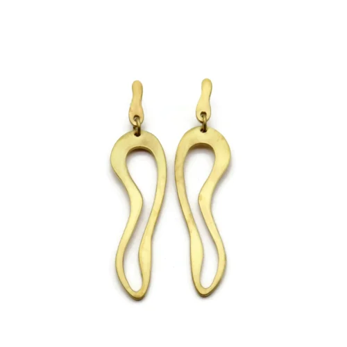 Organic Satin Gold Link Earrings