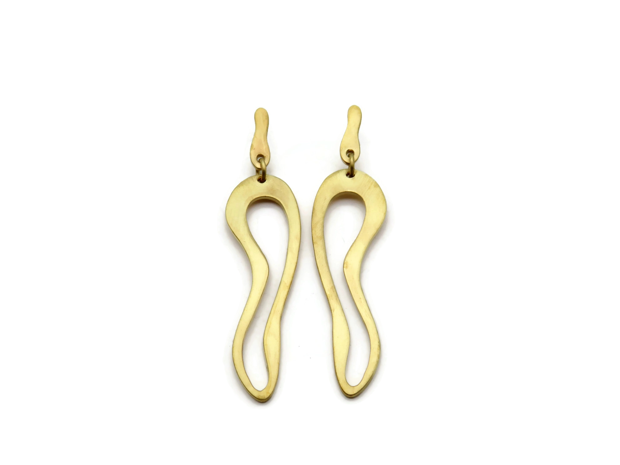 Organic Satin Gold Link Earrings