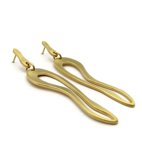 Organic Satin Gold Link Earrings