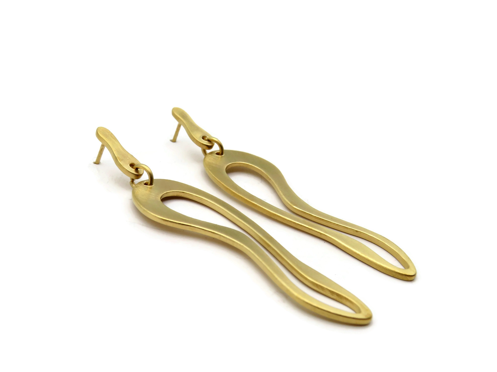 Organic Satin Gold Link Earrings