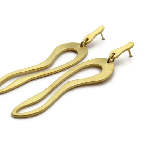 Organic Satin Gold Link Earrings