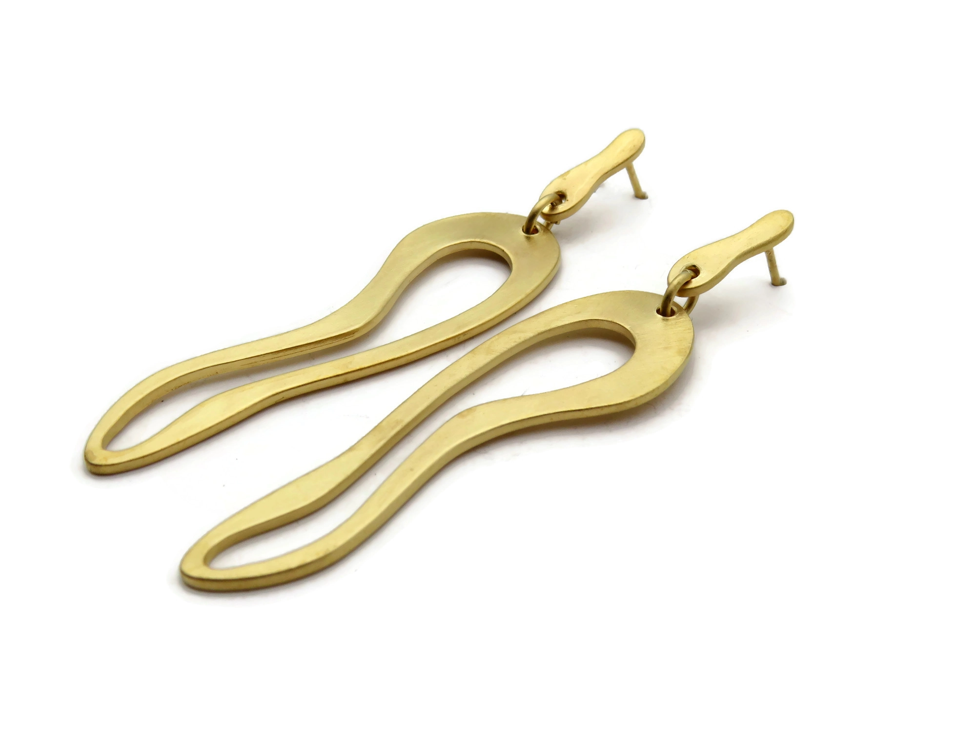Organic Satin Gold Link Earrings