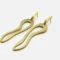 Organic Satin Gold Link Earrings - Aqua