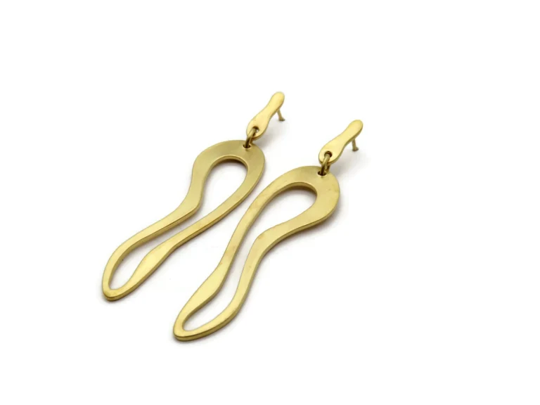 Organic Satin Gold Link Earrings