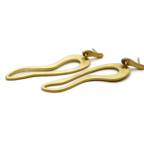 Organic Satin Gold Link Earrings