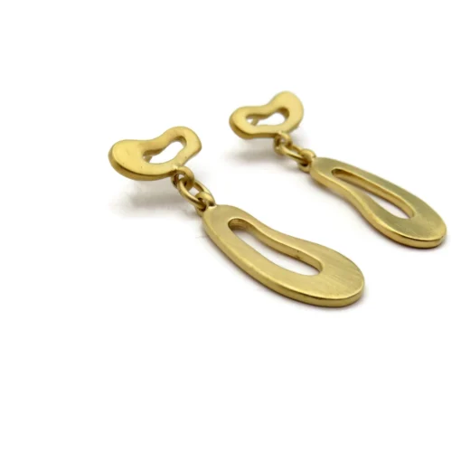Organic Satin Gold Drop Stud Earrings