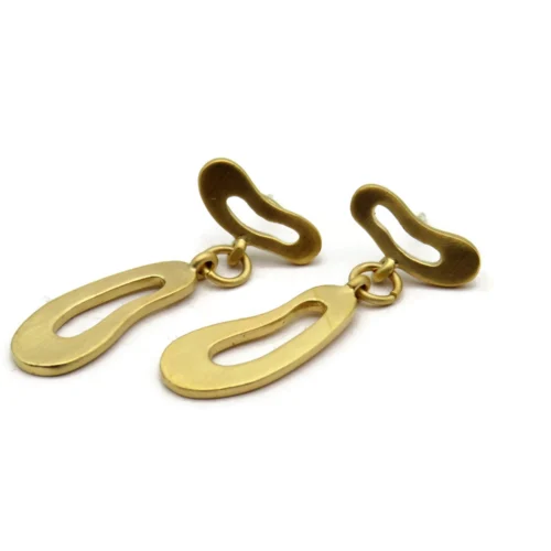 Organic Satin Gold Drop Stud Earrings