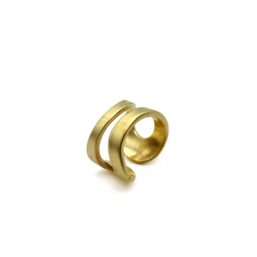 Adjustable Satin Gold Ring – Aqua