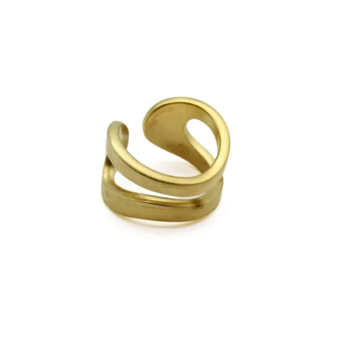 Adjustable Satin Gold Ring – Aqua